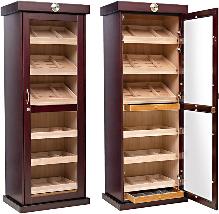 Barbatus 2000 Count Cigar Cabinet Humidor in Cherry Finish - Full View