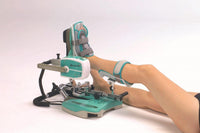 Kinetec Breva Ankle CPM Machine - full view showing device with patient pad kit and digital remote control
