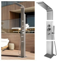 No Worries Showers Brighton Silver 316L Stainless Steel Marine Grade Outdoor Indoor Massage Pool Rinse-Off Shower