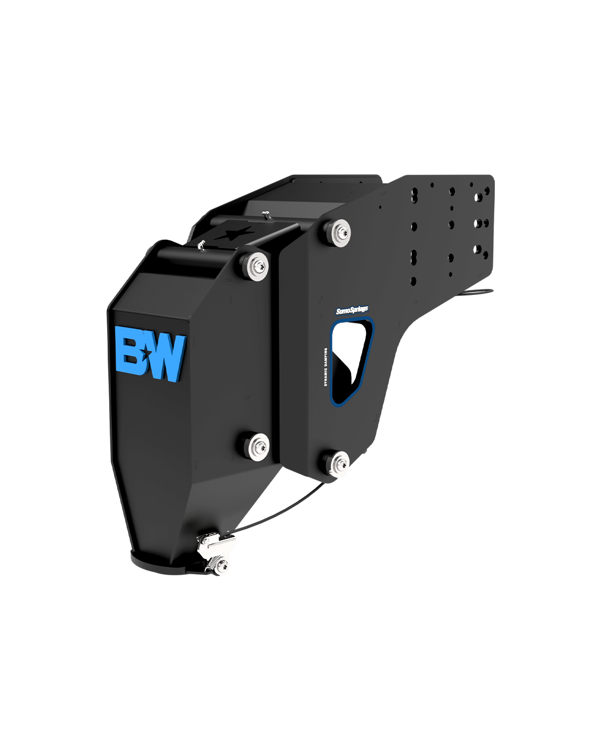 B&W 25K Fifth Wheel to Gooseneck Adapter (Standard) - RVGN3154, black finish with blue B&W logo