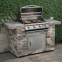 Cal Flame Kona Q 601 outdoor BBQ kitchen island - front view with stainless steel grill and countertop