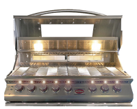 Cal Flame Top Gun 5-Burner Convection Built-In Grill - front view with hood open