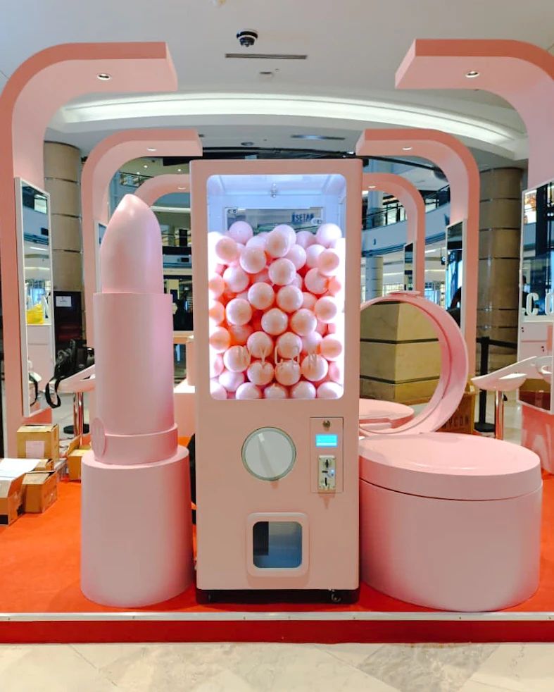 Made for Arcade branded capsule vending kiosk - full-metal gashapon dispenser front view