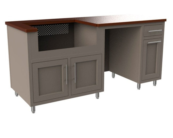 Challenger Designs Coastal 73.5 GRW outdoor kitchen island - Copper Vein and Cappuccino finish with Pan Doors