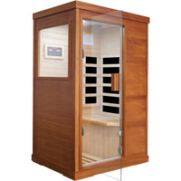 GoldenWave single person Okoume far infrared sauna - front view