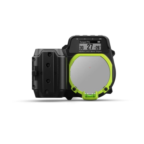 Garmin Xero A1i bow sight front view showing LED display and dual-color pin technology