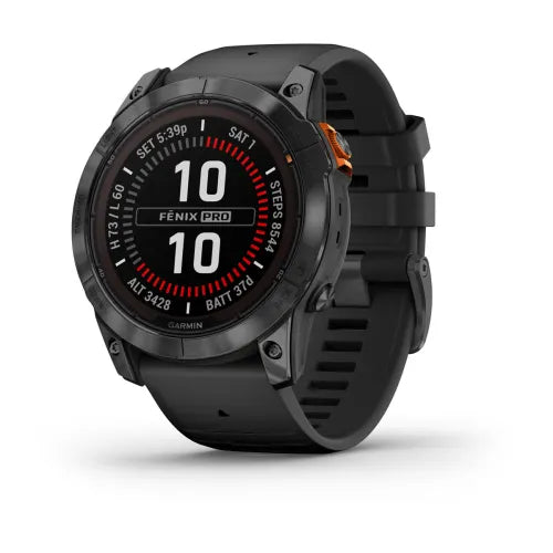 Garmin fēnix 7X Pro Solar Edition Slate Gray with Black Band - front view