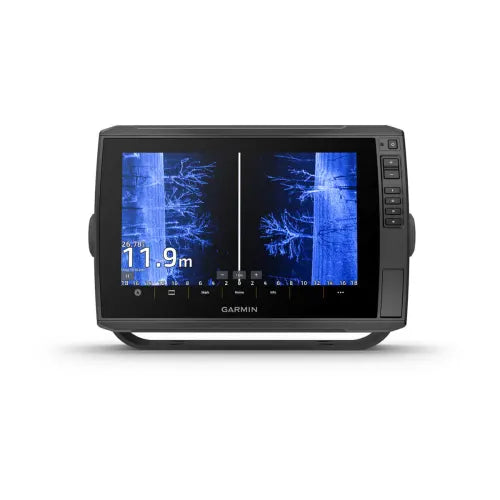 Garmin ECHOMAP Ultra 2 chartplotter front view showing sunlight-readable touchscreen display