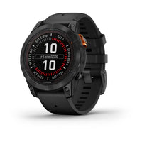 Garmin fēnix 7 Pro Solar Edition 47mm watch front view - Slate Gray with Black Band
