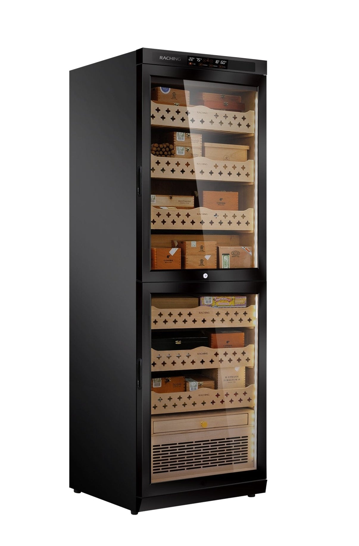 Raching MON3800B dual space cigar humidor cabinet - front view