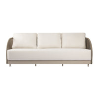 Elementi Malibu 3-seat patio sofa with beige Sunbrella cushions - front view