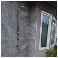 No Worries Showers Delta 316L Marine Grade Stainless Steel Wall Mounted Outdoor / Indoor Pool Shower Rail, 2 in 1 with Hot & Cold Mixer Valve and Hand Shower Wand Package