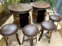 Whiskey & Wine Barrel Double Liquor Cabinet  Door Storage Shelf, 0–8 Stools