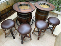 Whiskey & Wine Barrel Double Bar Set Wood or Glass Top, 0–8 Stools