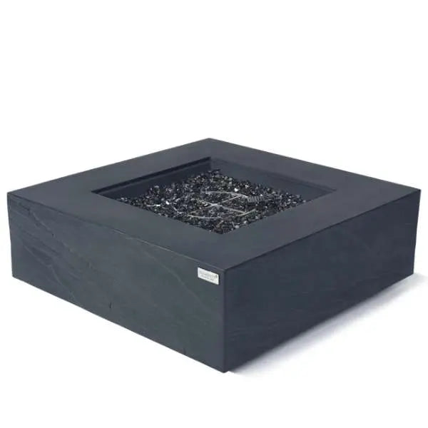 Elementi Plus Roraima 40-inch Sandstone Square Fire Table in Slate Black - front view
