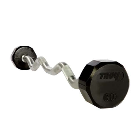 Image of 12-Sided 20-110lb Solid Rubber E-Z Curl Barbell Set by Troy Barbell