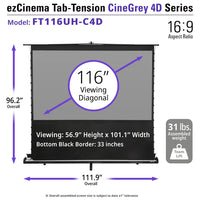 Elite Screens ezCinema Tab-Tension CineGrey 4D Series Projector Screen