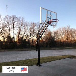 Attack™ Adjustable In-Ground Bolt-Down Basketball Hoop by First Team