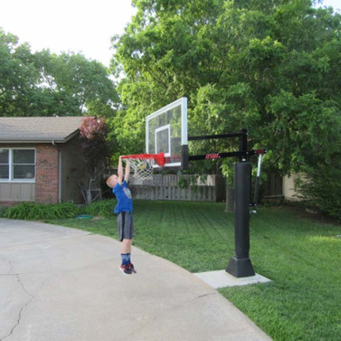 Image of Attack™ Adjustable In-Ground Bolt-Down Basketball Hoop by First Team