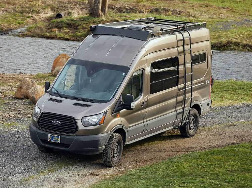 Flatline Van Co. Ford Transit 148 High Roof Low Pro Roof Rack - front view