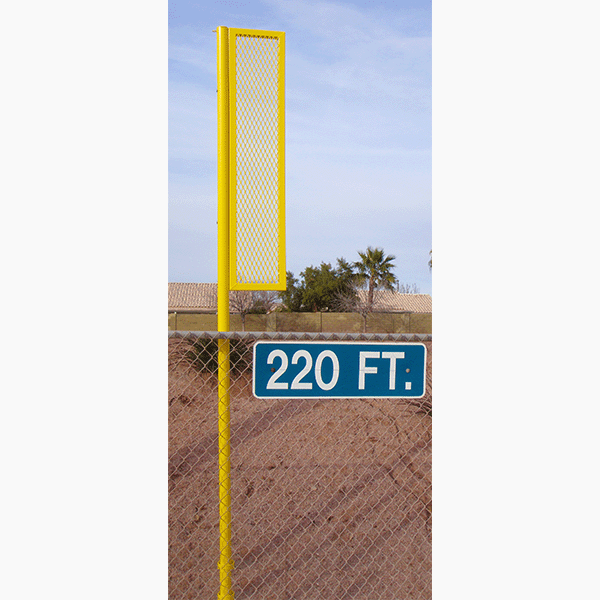 PW Athletic Value Series Foul Ball Pole - 3-1/2 inch OD galvanized steel with powder-coated yellow finish