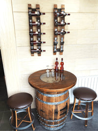 Whiskey & Wine Barrel Home Bar Set #1 Bar Cabinet, Pub Table & Stools