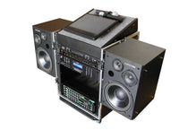 CAVS JB-F1012W All-In-One Karaoke System full setup with road case, speakers, and touch screen