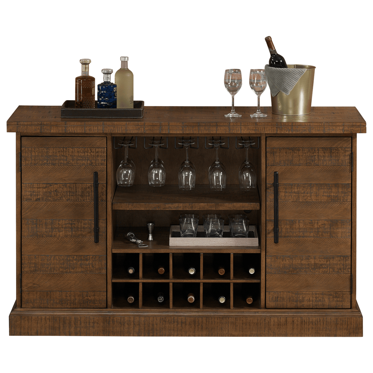 American Heritage Gateway Wine Cabinet in Reclaimed Wood finish - front view
