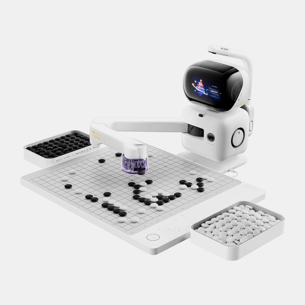 SenseRobot AI Go Robot front view with robotic arm and 19x19 board