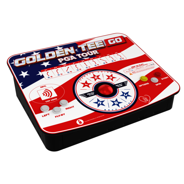 Golden Tee GO PGA TOUR Stars and Stripes Edition cabinet - side view