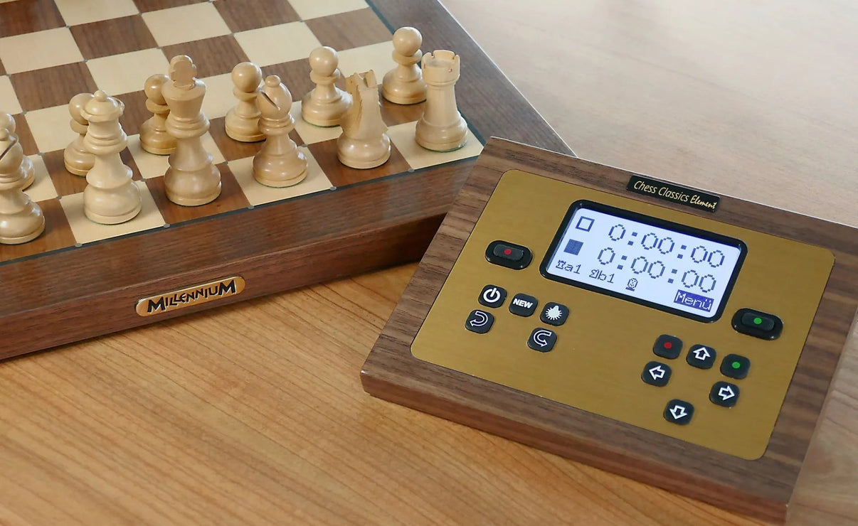 Millennium ChessClassics Exclusive Chess Computer with wooden sensor board and Chess Classics Element module