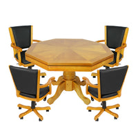 Hathaway Kingston 48-in Poker Table Combo Set with 4 Arm Chairs - Oak Finish