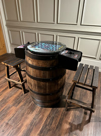 Bourbon Barrel Arcade Table - Includes 60 Retro 8 bit Games