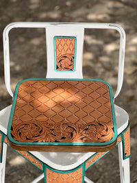 Alamo Saddlery El Pinto swivel barstool with short back - hero shot