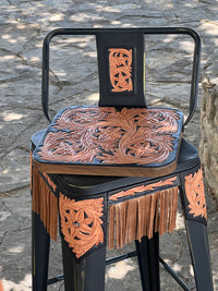Alamo Saddlery Golden Cowboy 26-inch Black Short Back Swivel Bar Stools Set of 2 - Front View