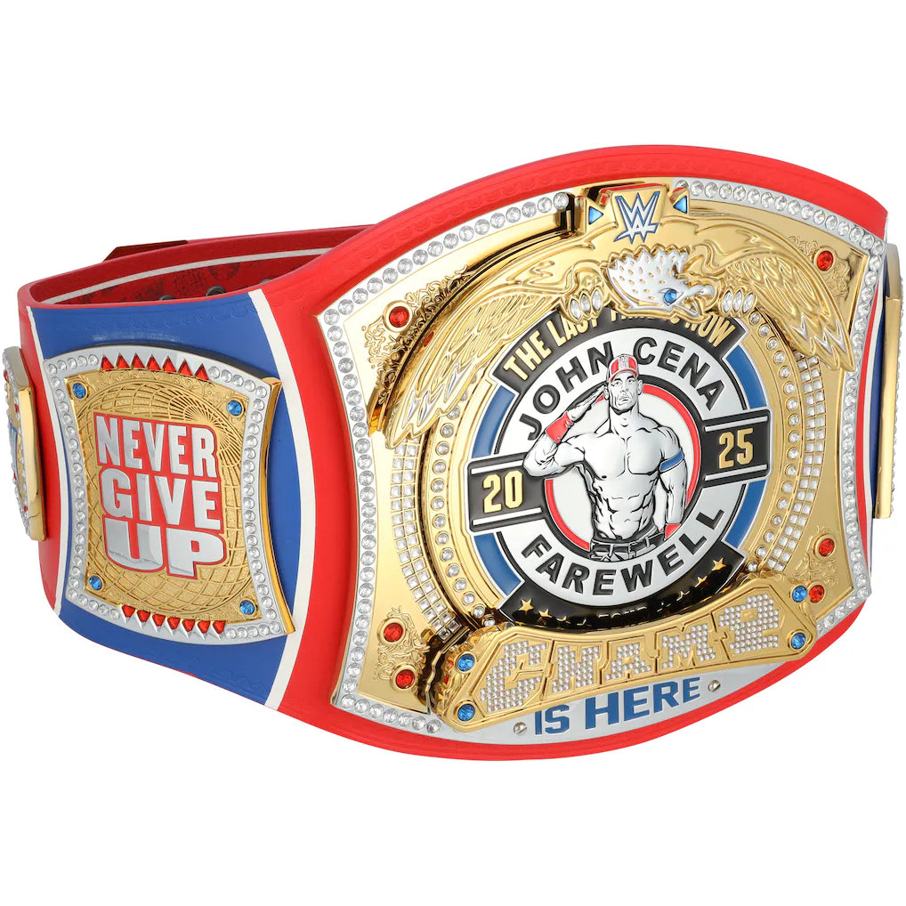 John Cena WWE Farewell Tour 2025 Montreal Replica Title Belt - full belt display view