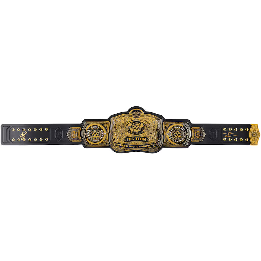 Johnny Gargano and Tommaso Ciampa WWE Autographed Tag Team Championship Replica Title Belt - front view