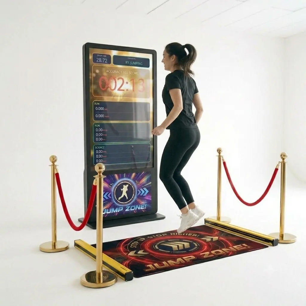 Interactive Jump Rope Arcade Machine in action at an event - full machine view
