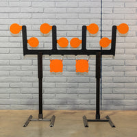 MR TARGET Knights Eliminator auto resetting 8-paddle AR500 steel plate rack front view