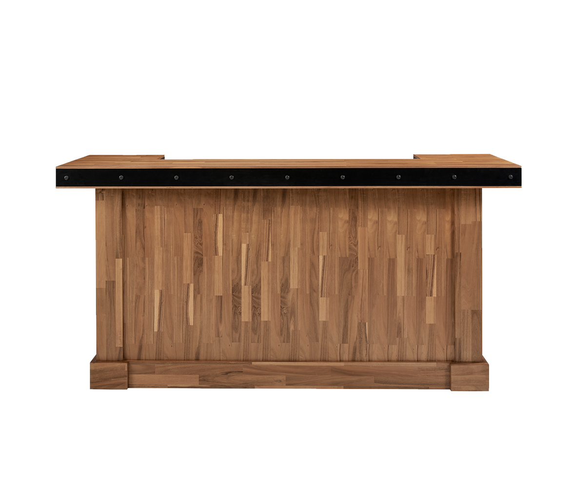 American Heritage Knoxville Home Bar in Acacia finish with matte black metal hardware - front view