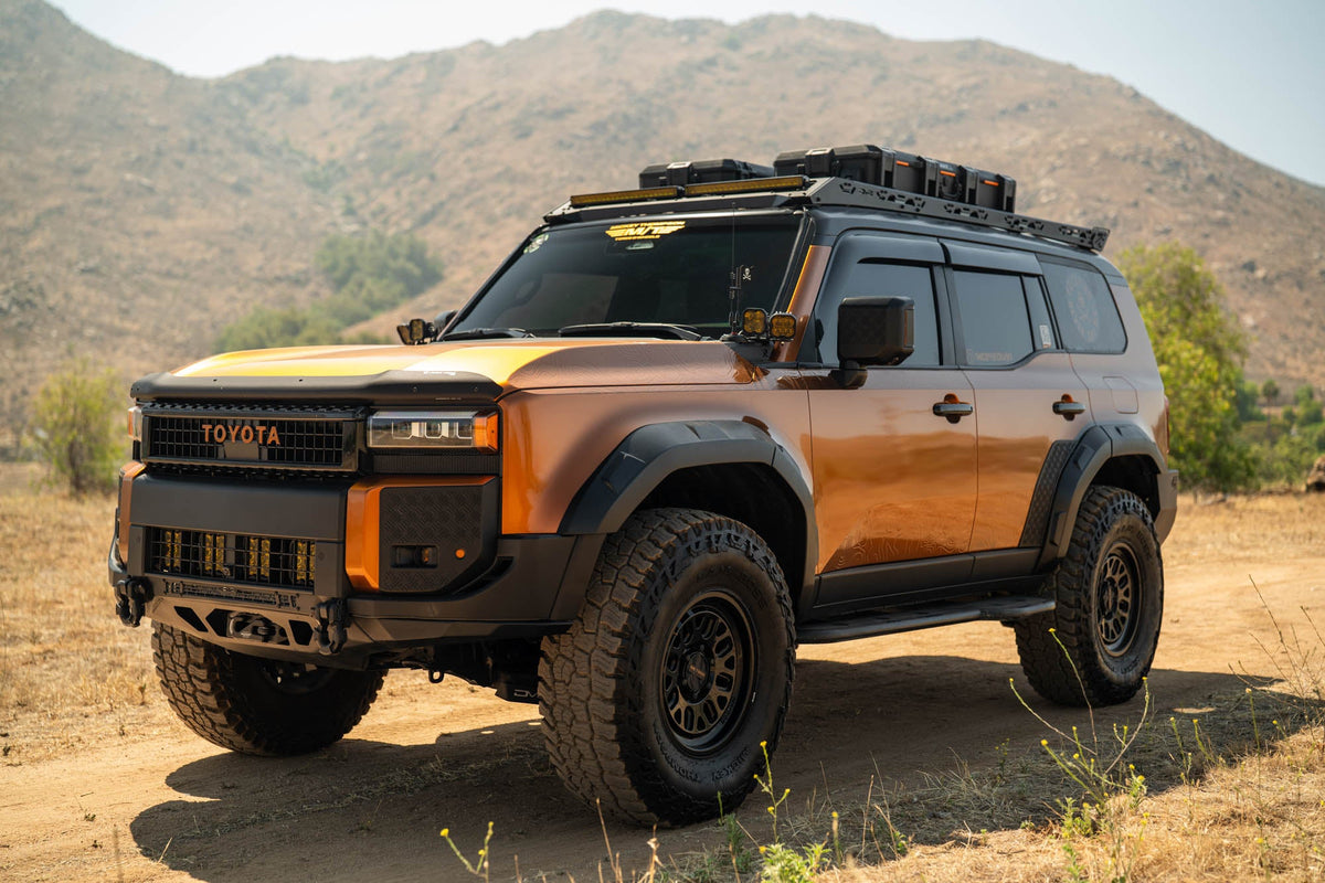 DV8 Offroad Roof Rack installed on 2024-2026 Toyota Land Cruiser 250 Series and Lexus GX 550