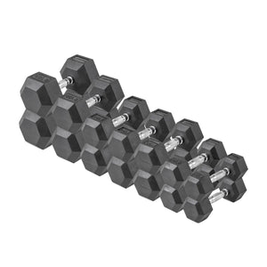 380lb Hex Rubber Dumbbell Set by Lifeline