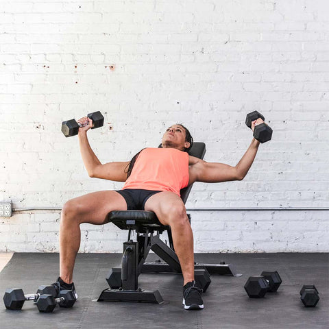 Image of 550lb Hex Rubber Dumbbell Set w/ 3-Tier Rack by Lifeline