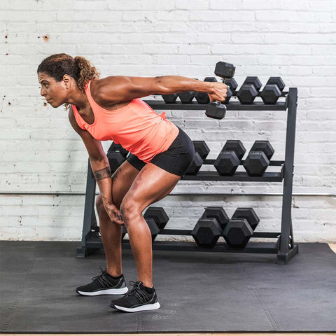 Image of 550lb Hex Rubber Dumbbell Set w/ 3-Tier Rack by Lifeline