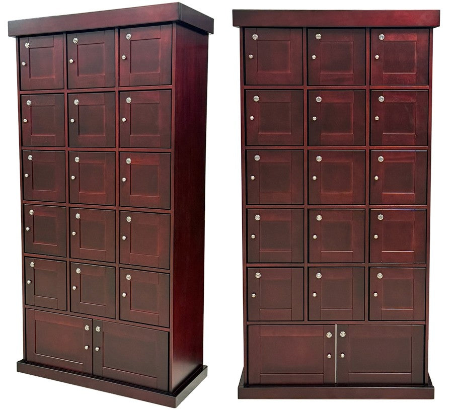Cigar Locker 5000 Count Humidor Cabinet in Dark Cherry - full group view showing all 17 lockers