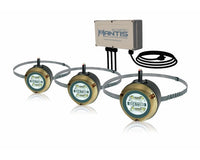 Lumitec Mantis 3-light underwater dock lighting kit installed on dock - RGBW full-color