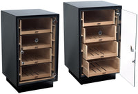 Manchester Cigar Humidor Cabinet in matte black with frameless glass door - front view