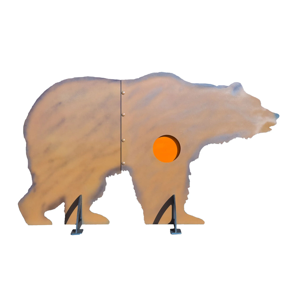 MR Target Grizzly Bear life-size reactive AR500 steel hunting target, side profile view