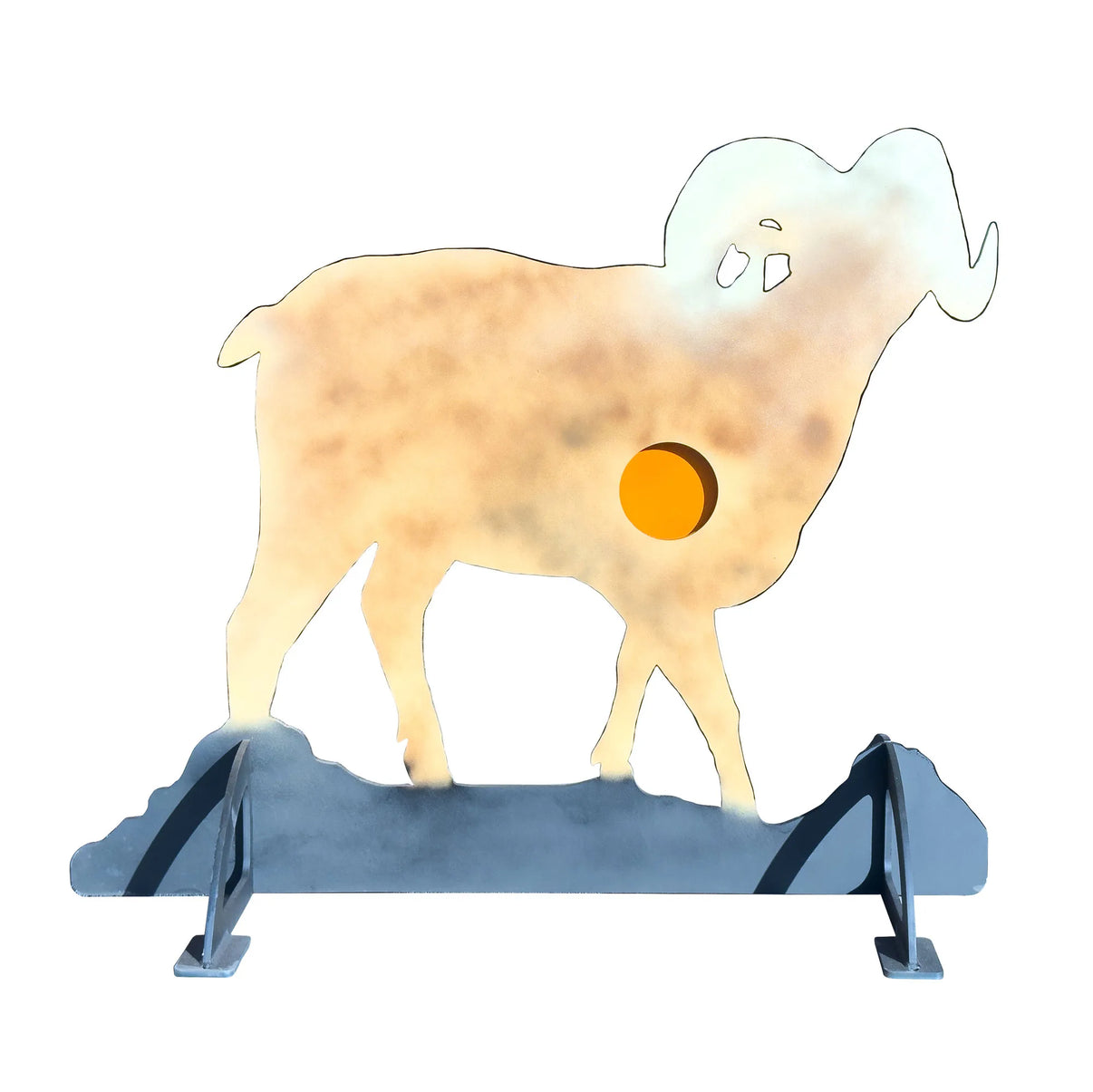 MR TARGET Ram Reactive Steel Animal Hunting Target - AR500 life-size ram silhouette with integrated base