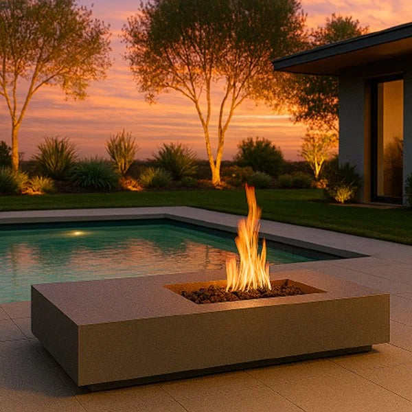 Studio Nisho Gaia Rectangle Fire Pit - side profile view